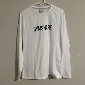 White Gymshark Basic Longsleeve Workout Tee